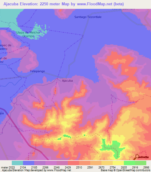 Ajacuba,Mexico Elevation Map