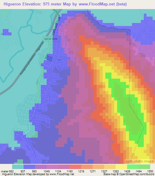 Higueron,Mexico Elevation Map