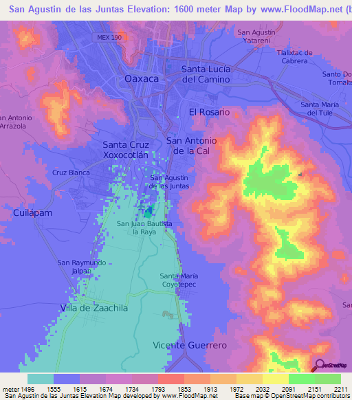 San Agustin de las Juntas,Mexico Elevation Map