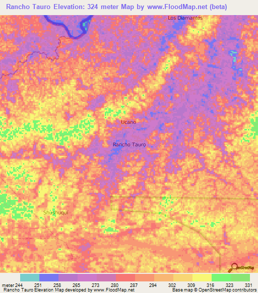 Rancho Tauro,Ecuador Elevation Map