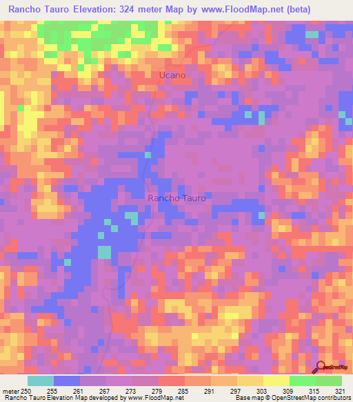 Rancho Tauro,Ecuador Elevation Map