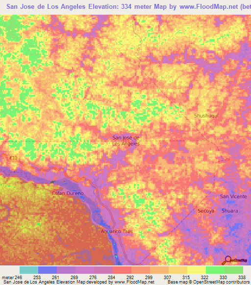 San Jose de Los Angeles,Ecuador Elevation Map