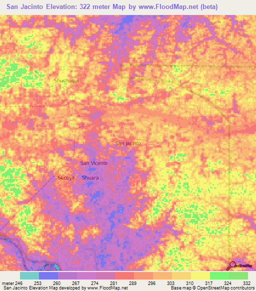 San Jacinto,Ecuador Elevation Map