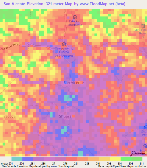 San Vicente,Ecuador Elevation Map