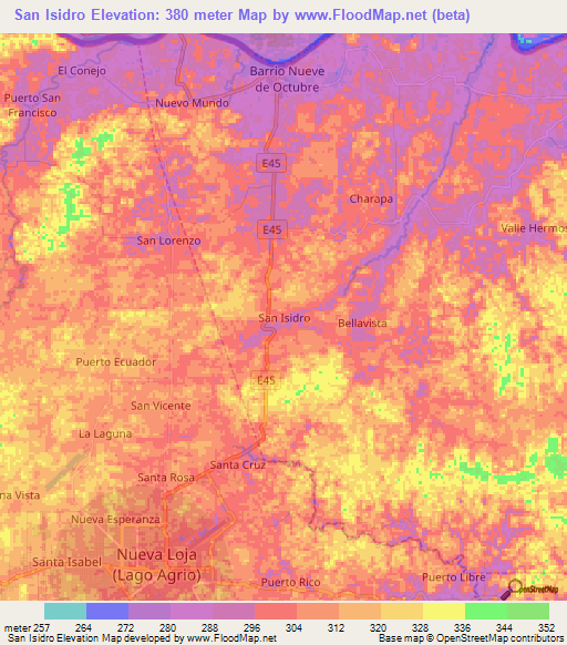 San Isidro,Ecuador Elevation Map