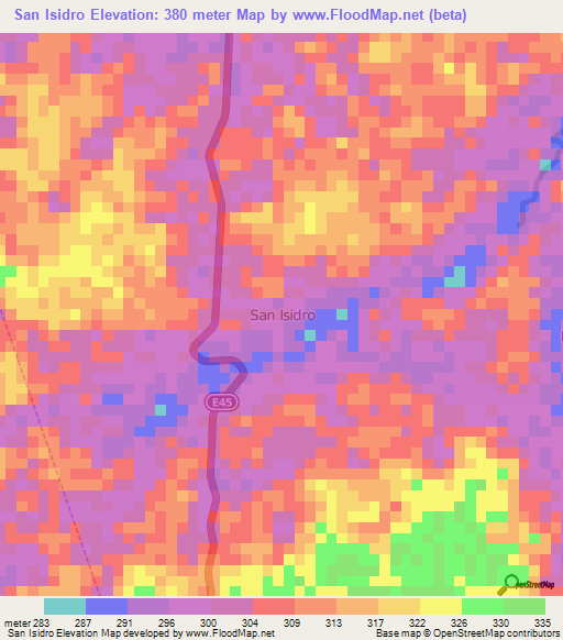 San Isidro,Ecuador Elevation Map