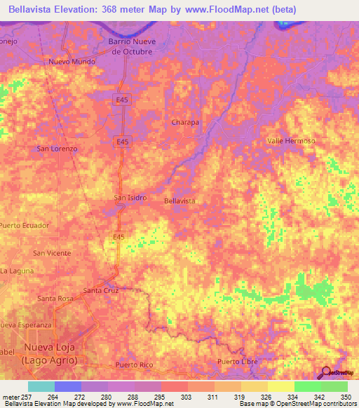 Bellavista,Ecuador Elevation Map