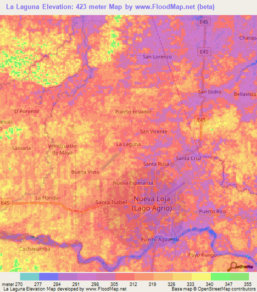 La Laguna,Ecuador Elevation Map