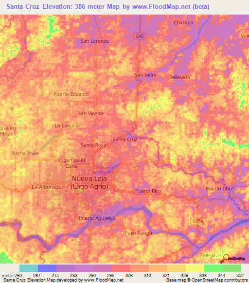 Santa Cruz,Ecuador Elevation Map