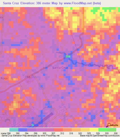 Santa Cruz,Ecuador Elevation Map