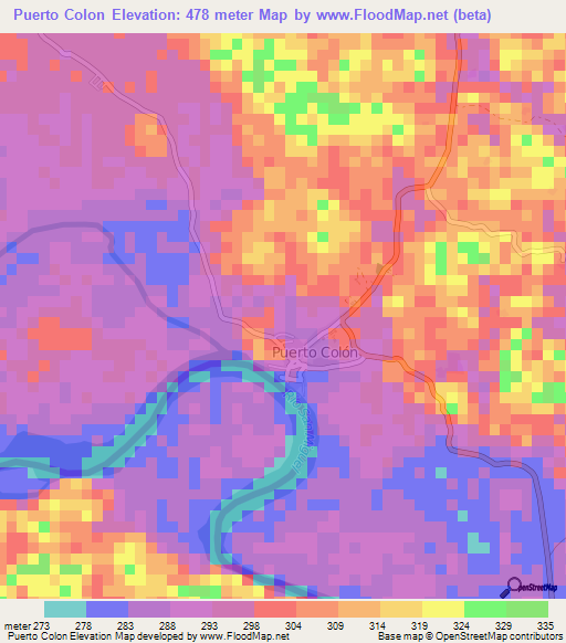 Puerto Colon,Colombia Elevation Map