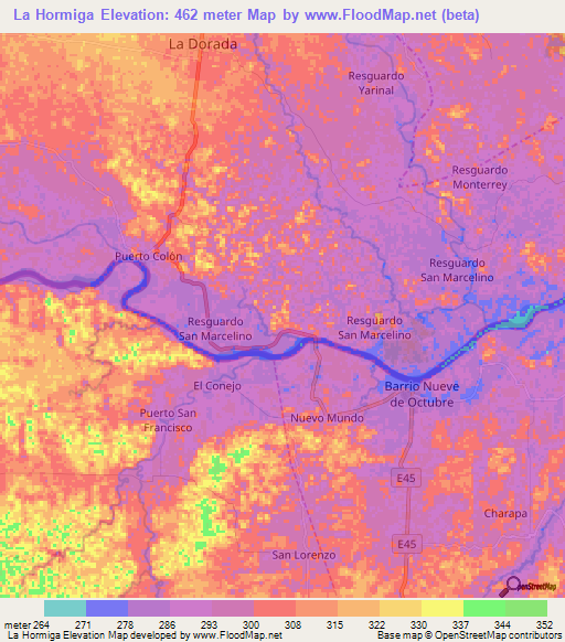 La Hormiga,Colombia Elevation Map