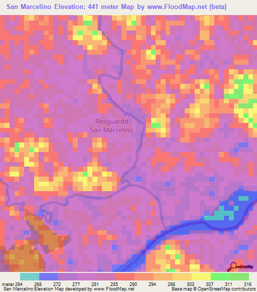 San Marcelino,Colombia Elevation Map