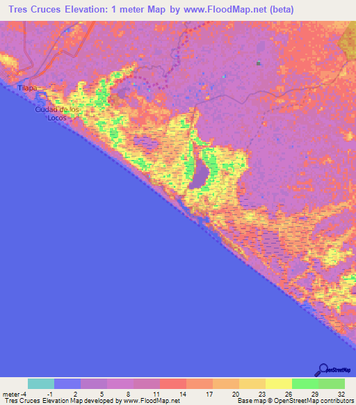 Tres Cruces,Guatemala Elevation Map