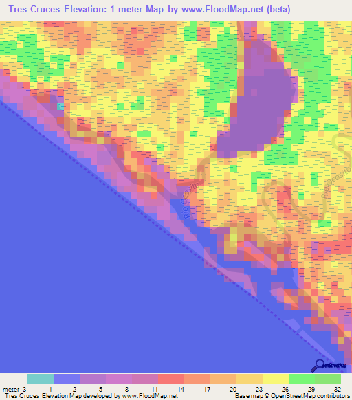 Tres Cruces,Guatemala Elevation Map