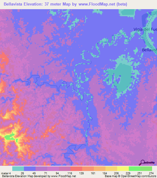 Bellavista,Colombia Elevation Map