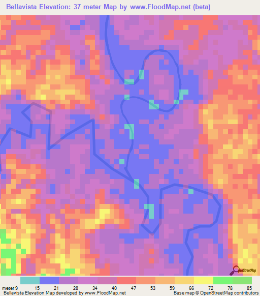 Bellavista,Colombia Elevation Map