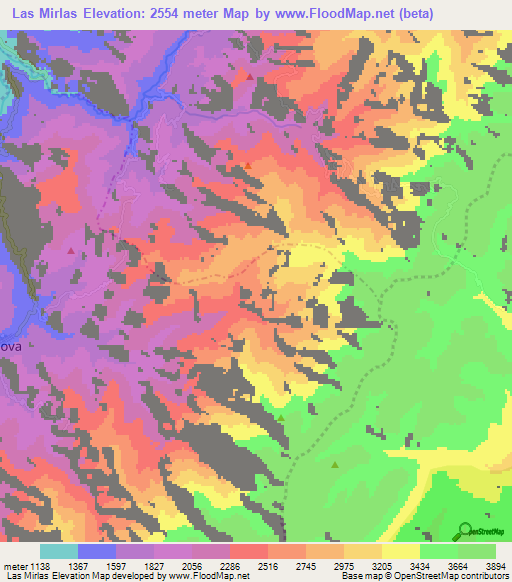 Las Mirlas,Colombia Elevation Map