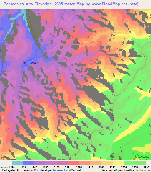 Pedregales Alto,Colombia Elevation Map