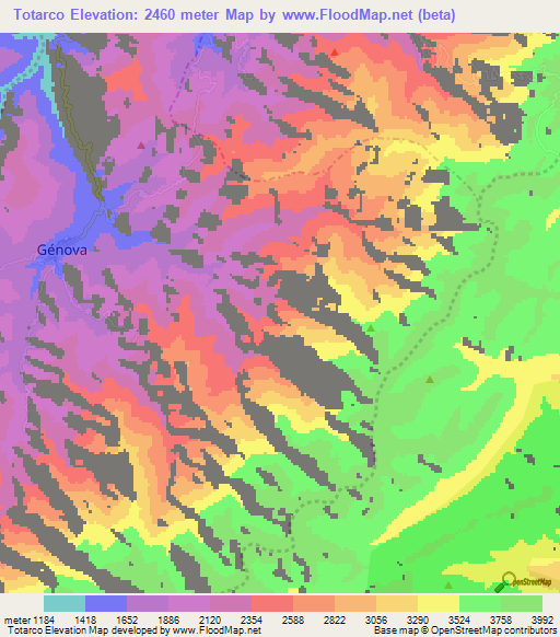 Totarco,Colombia Elevation Map