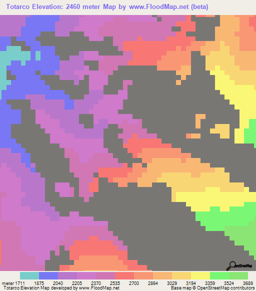 Totarco,Colombia Elevation Map