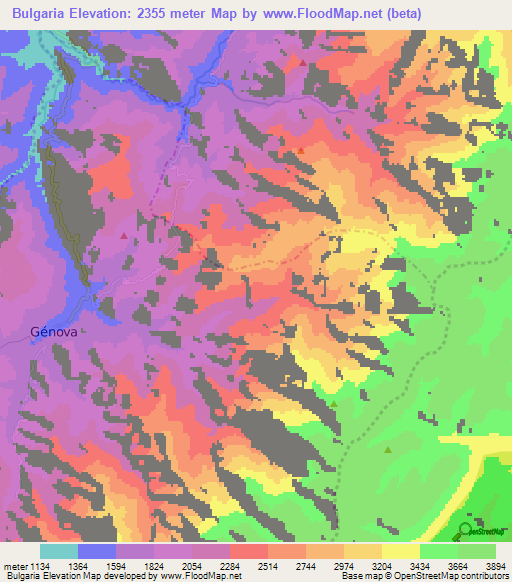 Bulgaria,Colombia Elevation Map