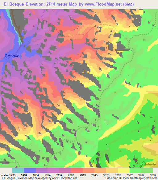 El Bosque,Colombia Elevation Map