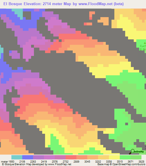 El Bosque,Colombia Elevation Map