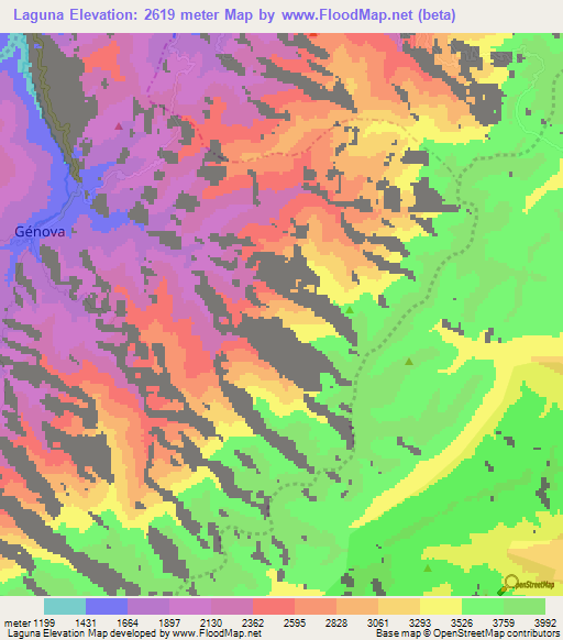 Laguna,Colombia Elevation Map