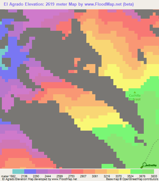 El Agrado,Colombia Elevation Map