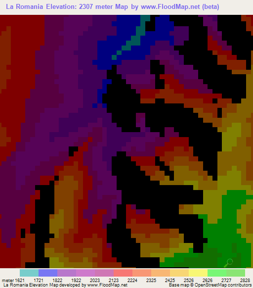 La Romania,Colombia Elevation Map