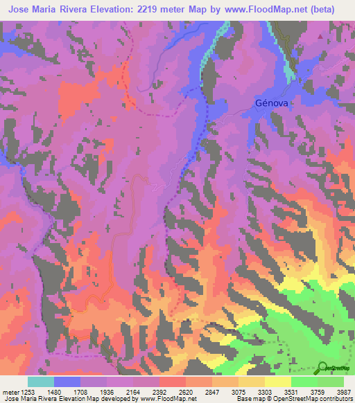 Jose Maria Rivera,Colombia Elevation Map