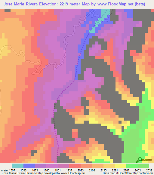 Jose Maria Rivera,Colombia Elevation Map