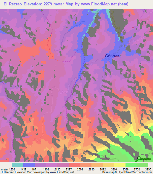 El Recreo,Colombia Elevation Map