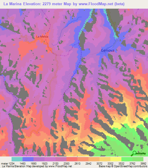 La Marina,Colombia Elevation Map