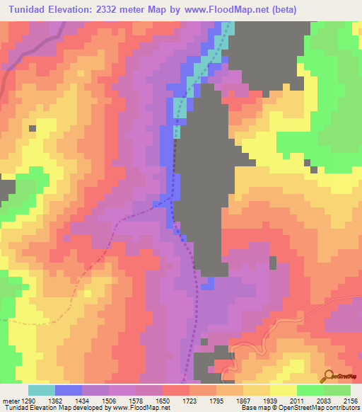 Tunidad,Colombia Elevation Map