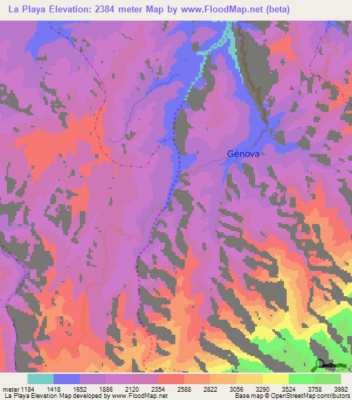 La Playa,Colombia Elevation Map