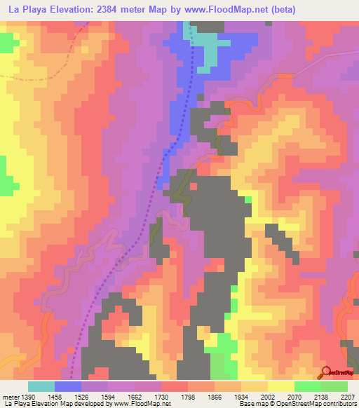 La Playa,Colombia Elevation Map