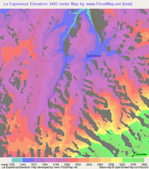 La Esperanza,Colombia Elevation Map