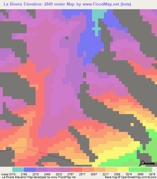 La Rivera,Colombia Elevation Map