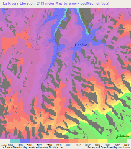 La Rivera,Colombia Elevation Map