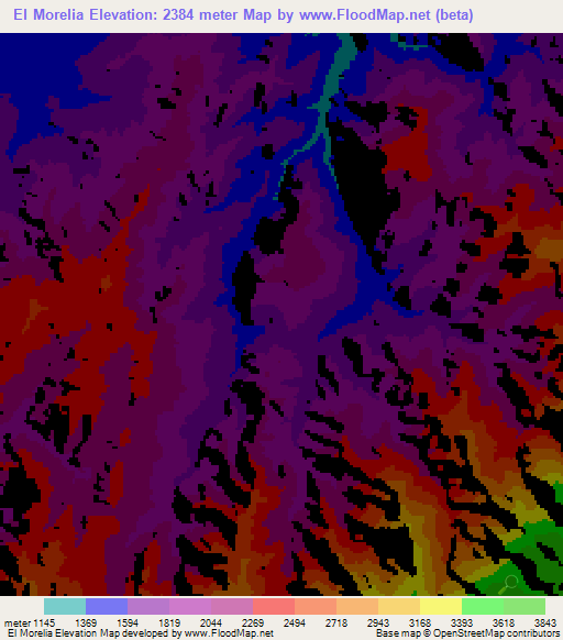 El Morelia,Colombia Elevation Map