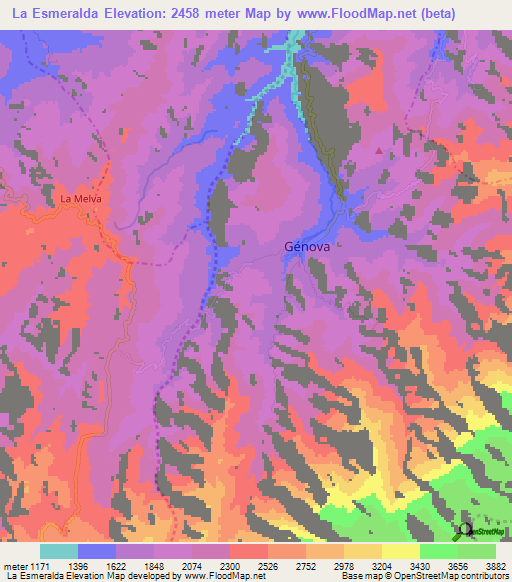 La Esmeralda,Colombia Elevation Map