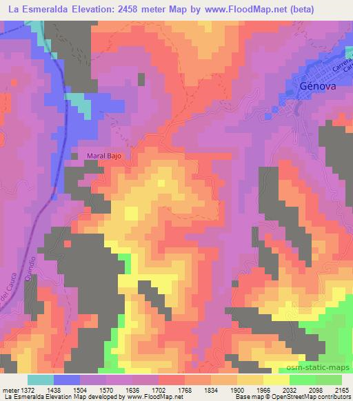 La Esmeralda,Colombia Elevation Map