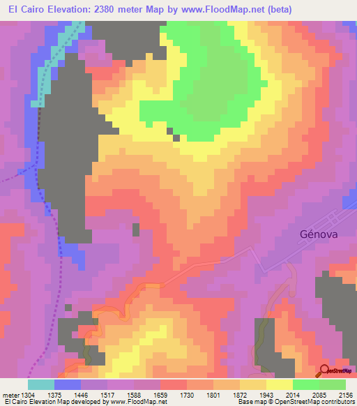 El Cairo,Colombia Elevation Map