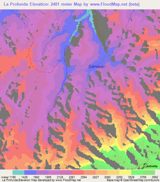 La Profunda,Colombia Elevation Map