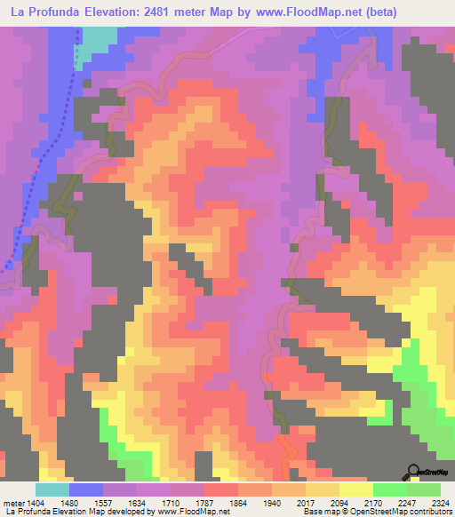 La Profunda,Colombia Elevation Map