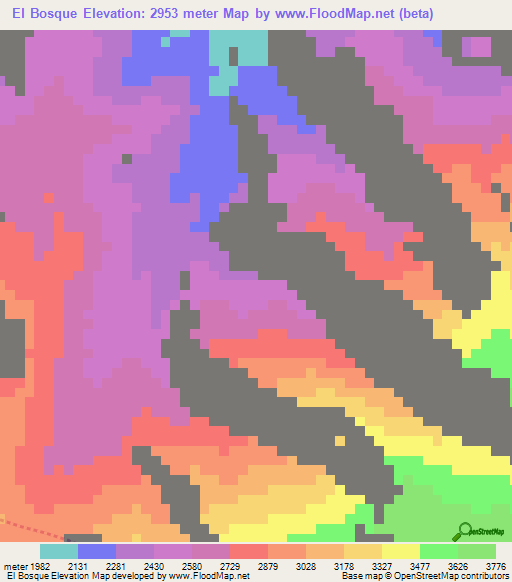 El Bosque,Colombia Elevation Map