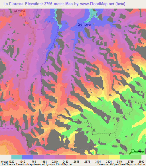 La Floresta,Colombia Elevation Map