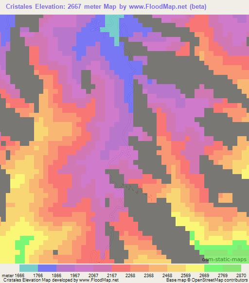 Cristales,Colombia Elevation Map